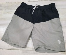 U.S. Polo Assn. Men s Gray Black Color Block Swim Trunks Size Medium