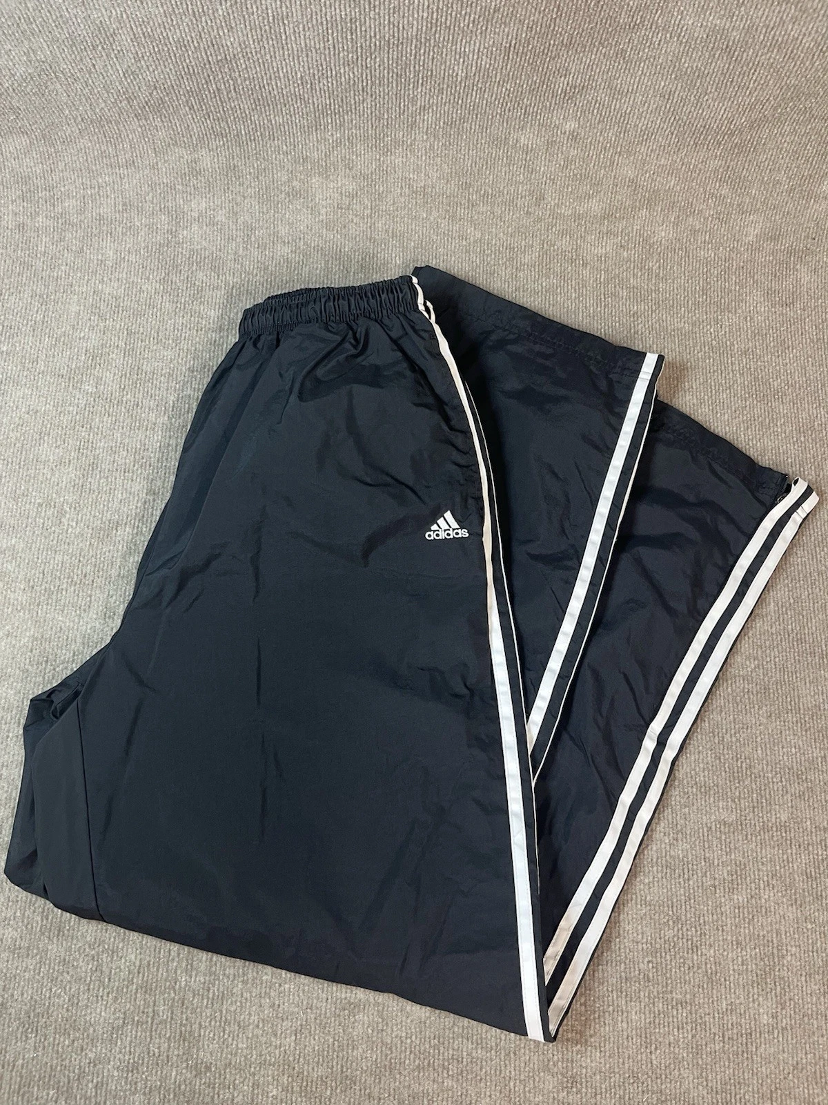 Vintage Adidas Track Pants Windbreaker XL Baggy Black Logo Hip Hop Streetwear