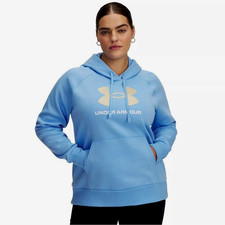 NWT - UNDER ARMOUR - Women's Rival Glitter Relaxed Fit Fleece Hoodie, Blue, S