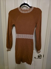 Love Always Fitted Long Sleeve Geometric Sweater Dress, S