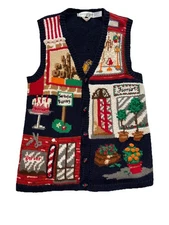 Ugly Christmas Sweater Eagle’s Eye Garden Florist Fruits Plants Knit Med Vtg