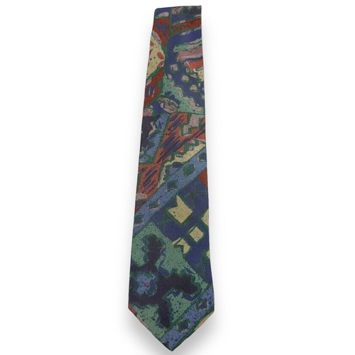 Tango By Max Raab Mens Abstract Pattern Multicolored Silk Tie USA 59 Inch - Picture 4 of 10