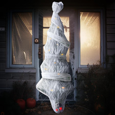 72" Halloween Hanging Cocoon Corpse Animated, Lighted Dead Body Prop for Indoor