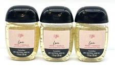Bed Bath Beyond Pocketbac LOVE ROSE + VANILLA Anti Bacterial Gel Set of 3