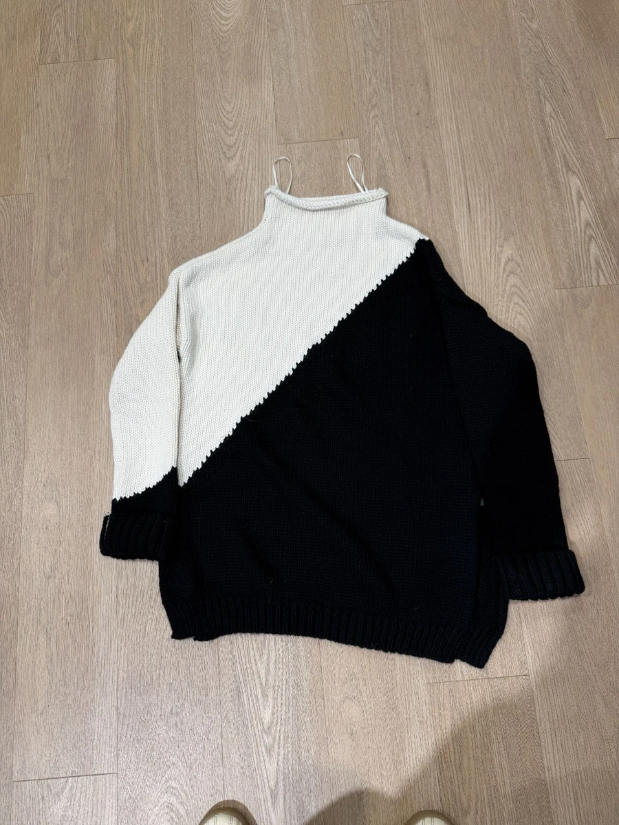 Excellent Cond Zara Black White Colorblock Chunky Sweater Size S Pullover Tunic