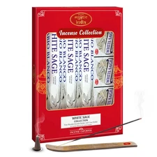 - Hem Incense White Sage 4 Tube Hexa & 3 Box Cones with Free Incense Holder &...