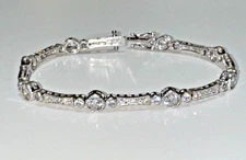 Platinum Clad Sterling 925 Epiphany Diamonique CZ Tennis Bracelet, 7.25"