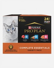 Complete Essentials Wet Cat Food Variety Pack, 24 x 3oz, Grain-Free, High Protei