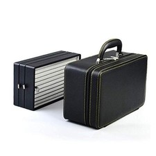 Leather Jewelry Box Handmade Travel Jewelry Organizer Storage Case Black