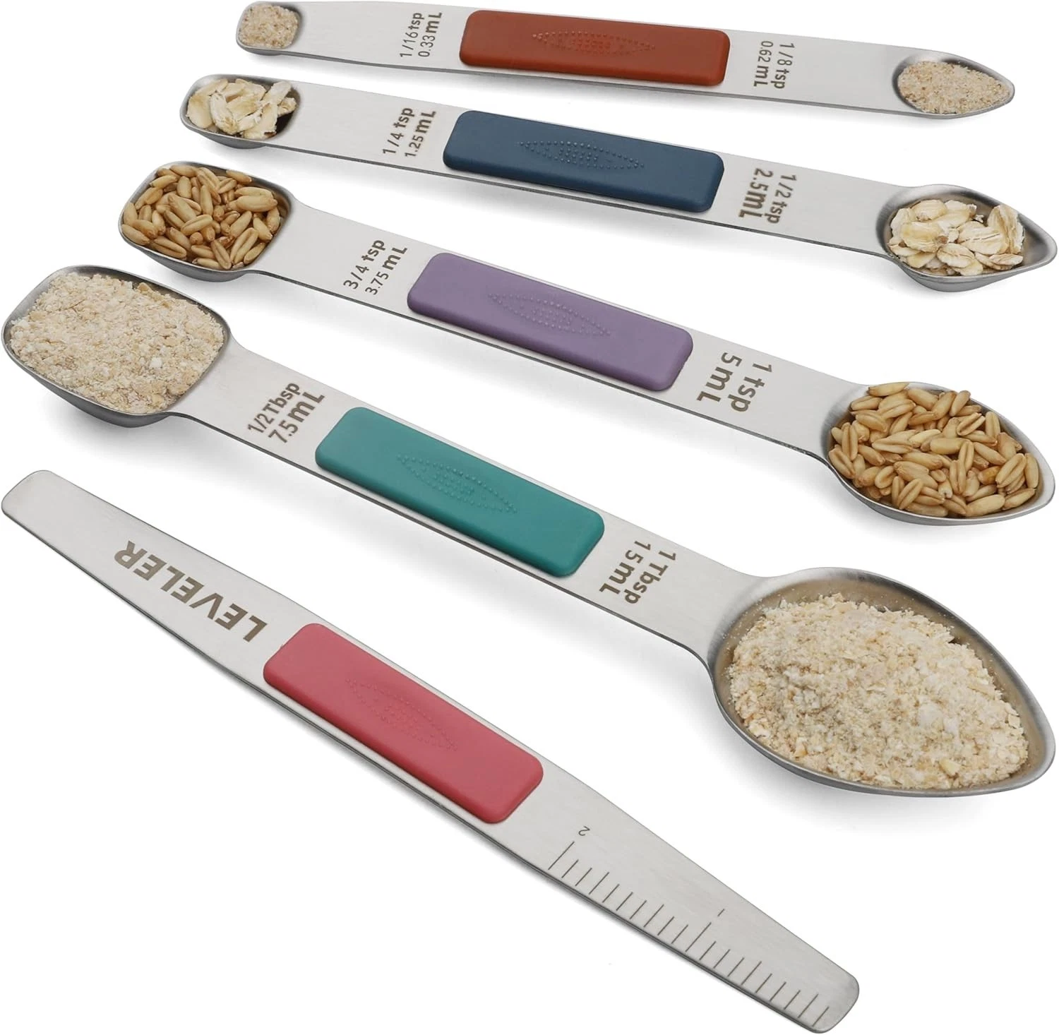 Magnetic Measuring Spoons Set Stainless Steel Double Sided Measuring Spoons