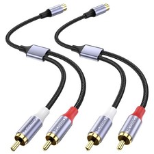 MOSWAG RCA Splitter 1 Female to 2 Male 2 Pack, Y 2pack, Black