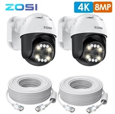 ZOSI 2Pack C296 4K 8MP PoE IP PTZ Dome Security Camera Add-on Outdoor With Cable