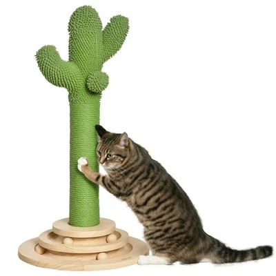 PawHut Cactus Cat Tree, 60cm Sisal Scratching Post for Indoor Cats, Green