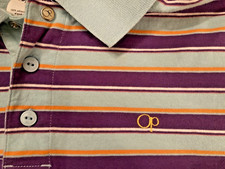 VINTAGE OP Ocean Pacific Polo light blue w/ purple stripes Men's Medium NEW 
