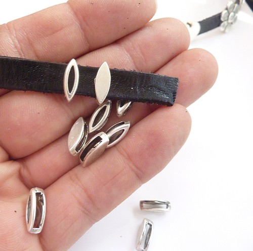 20 Schiebeperlen Navette für flaches Leder,Slider, DIY Schmuck z.TOP Preis zm304 - Bild 5 von 11