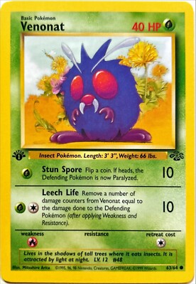 first edition venonat pokemon card 1st factory error Venonat! : r/pkmntcgcollections If heads Pokemon 1st Edition Jungle Venonat