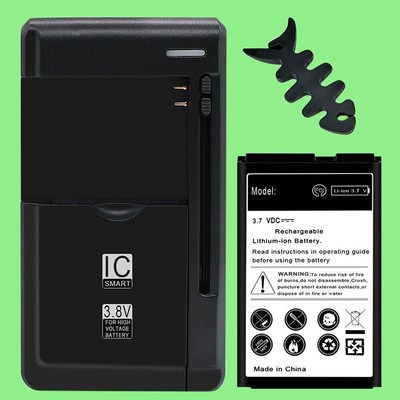 1850mAh Battery Universal Charger With Winder for LG 441G Tracfone/Straight Talk