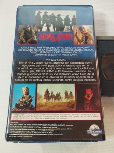 Arma Youth Young Guns Sheen Estevez Sutherland - VHS Tape Original Box Spanish - Picture 4 of 6