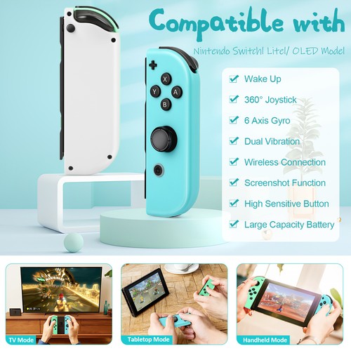 1 Pair Wireless Controller For Nintendo Switch Joy-con Gamepad W Straps-Red+Blue - Picture 5 of 21
