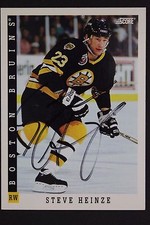 Steve Heinze Boston Bruins Autographed 1993 Score #251 Hockey Card JSA 16H