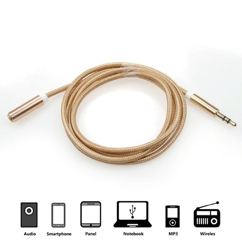 1m Stereo Kopfhörer Verlängerungskabel 3,5mm Klinke Stecker > Buchse Nylon Gold - Bild 4 von 4