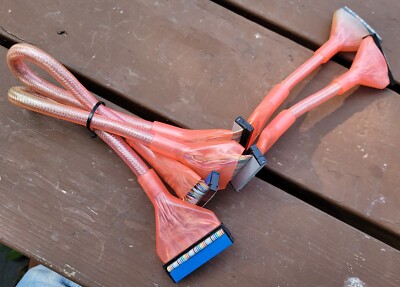 Lot of 2 Retro Pink Skycable Round Braided PATA/IDE Cables - HDD/Optical 22''