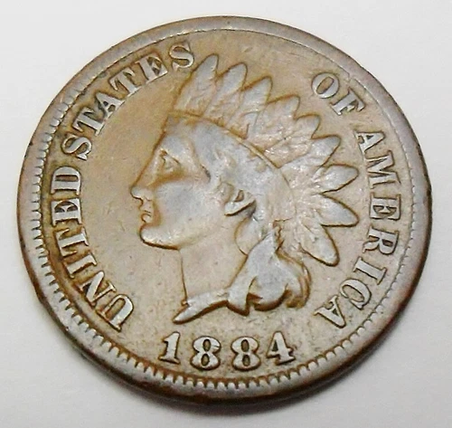 1884 P Indian Head Cent Penny  *VG - VERY GOOD*   **FREE SHIPPING**
