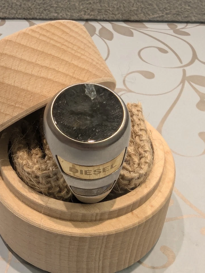 Diesel Herrenring Edelstahl Teilvergoldet Labradorit Rund Vintage Look Größe - Bild 2 von 4