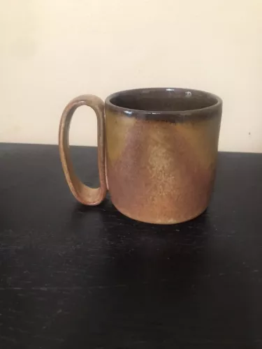 Stoneware Art Pottery Handmade 8 Oz Brown Coffee Mug Cup Vintage MINT COND