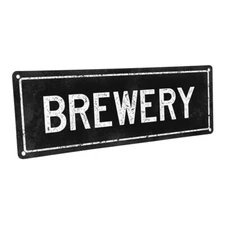 Black Brewery Metal Sign; Wall Decor for Mancave, Den, and Game Room