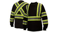 Pyramex Black Hi Vis Shirt Class 1 Reflective Safety Long Sleeve HIGH VISIBILITY