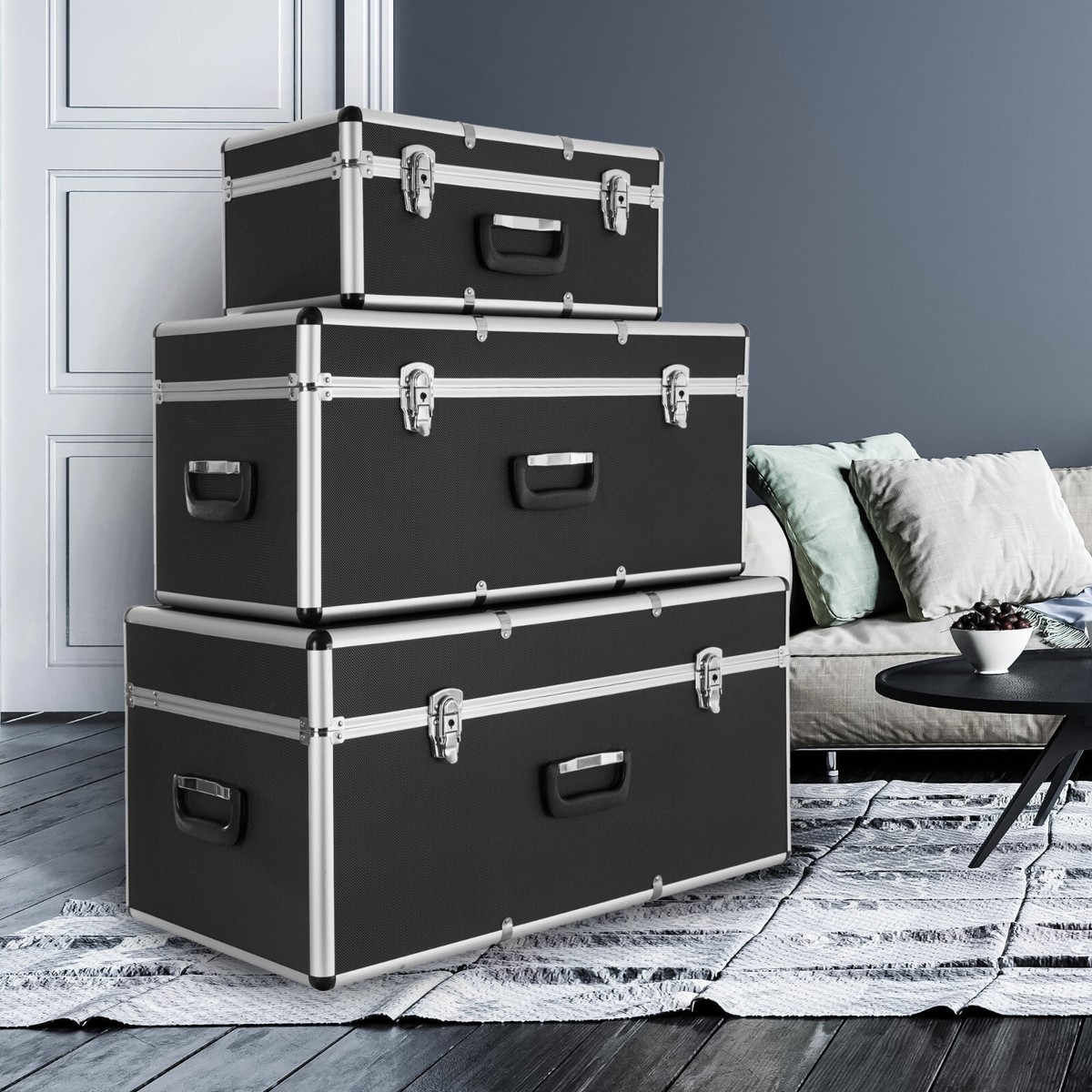 AREBOS Lot de valises de transport Boîtes Aluminium verrouillables 200L  volume