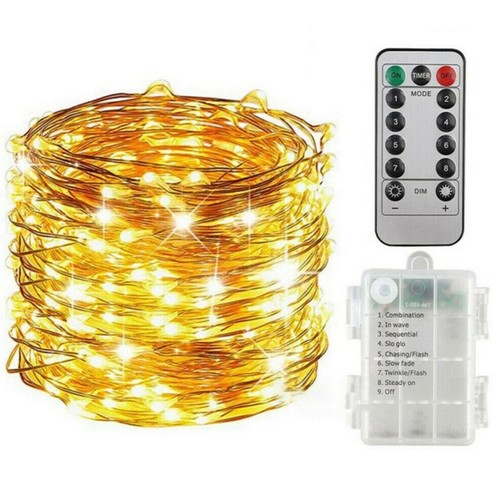 50-100 LEDs Battery Operated Mini LED Copper Wire String Fairy Lights W/ Remote - Picture 14 of 15