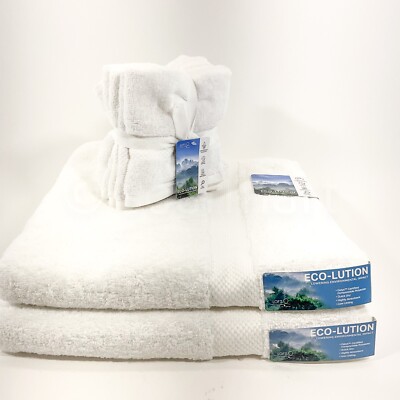 7Pcs Loft By Loftex  Eco-lution White 2 Bath + 5 washcloth Towels