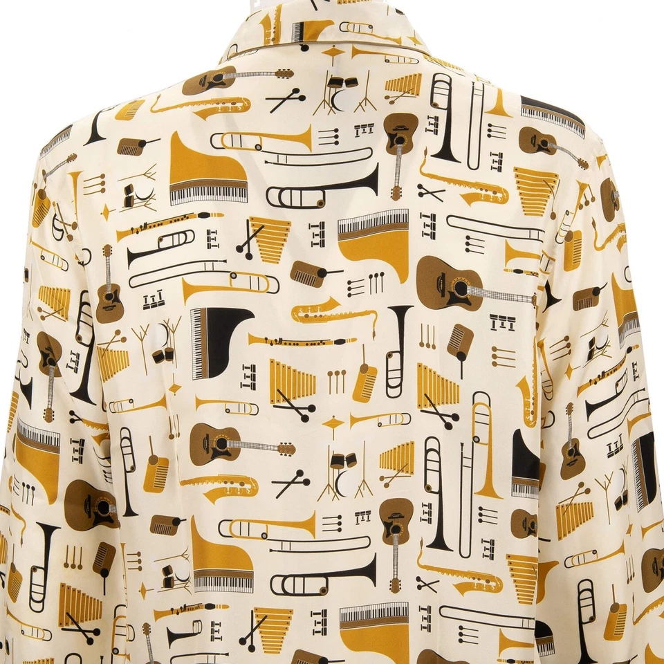 DOLCE & GABBANA Música Jazz Guitarra Seda Camisa Chaqueta Crema 13329 Foto 4 de 4