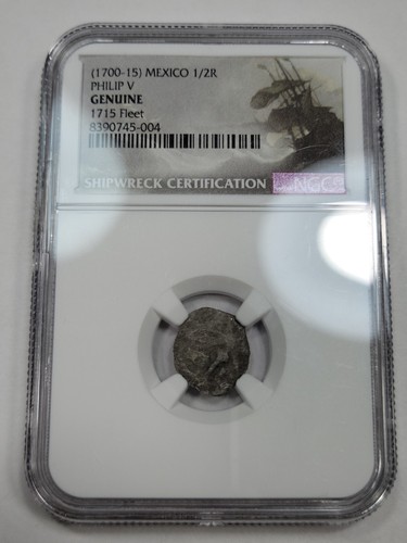 1715 FLEET Mexico Cob 1/2 Real NGC w/ Original Queens Salvor Tag & COA *J589 - Picture 4 of 8