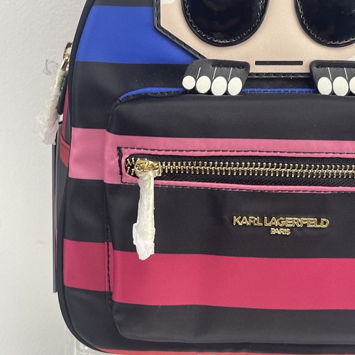 New KARL LAGERFELD PARIS Amour Applique Nylon Backpack Multicolor - Picture 2 of 11
