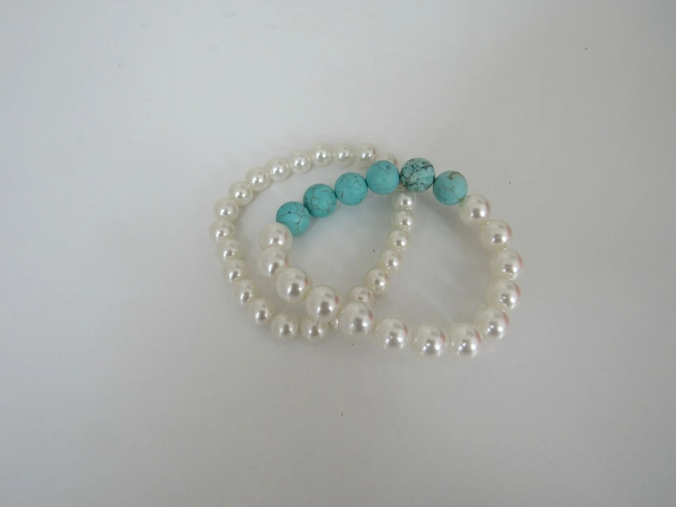 NUEVO CONJUNTO PULSERA PIEDRAS SEMIPRECIOSAS con Perla Imitada ELASTIZADA Pulsera    Foto 4 de 4