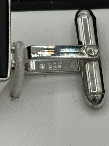 Gemelli vintage Walter Hayward onice pietra preziosa intarsiata argento sterling - Foto 2 di 3