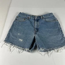 Y2K Levi's Jean Shorts Men's 32* 550 Blue Cut Off Distressed Denim Jorts Tag 34