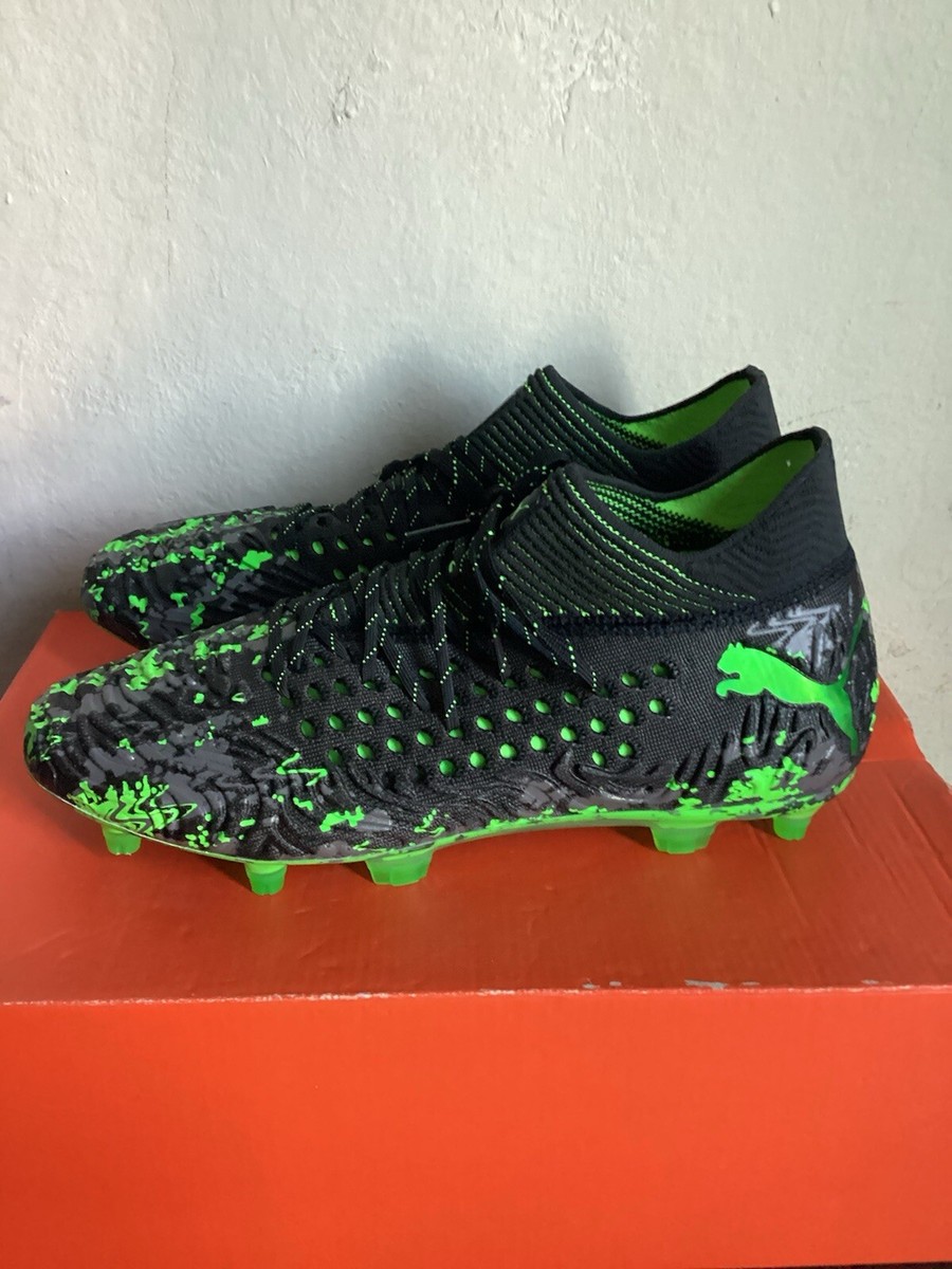 PUMA FUTURE 19.1 NETFIT FG/AG BLACK/GREEN SOCCER SHOES PUMA FUTURE 19.1 NETFIT FG/AG BLACK/GREEN SOCCER SHOES