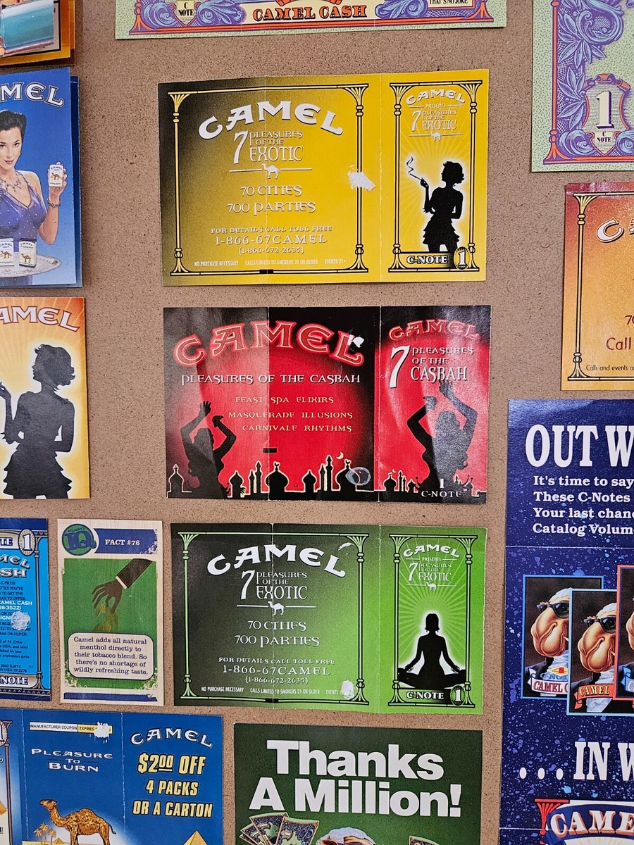 VINTAGE CAMEL CIGARETTES C-NOTES (SOME EXTREMELY RARE) 57 DIFFERENT W/ 3  FLYERS