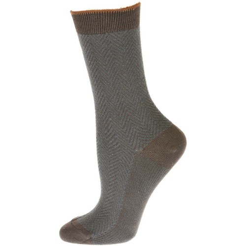 Women's Mercerized Cotton Herringbone Dress Casual Crew, Fine Gauge Knit Socks - Picture 8 of 17