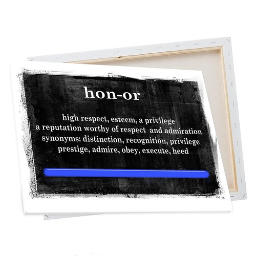 Delgada línea azul integridad definiciones de honor aluminio/lona arte de pared regalo - Imagen 11 de 11