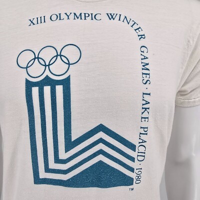 Vintage 1980s XII Olympic Winter Games Lake Placid 1980 White T
