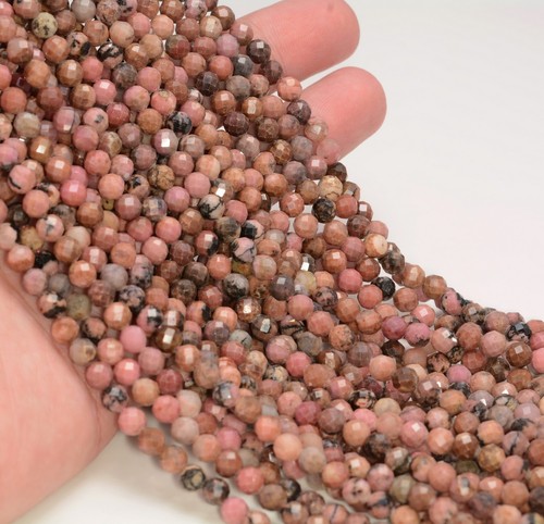5MM RHODONITE GEMSTONE GRADE AA MICRO FACETED ROUND LOOSE BEADS 15.5" - Picture 2 of 4