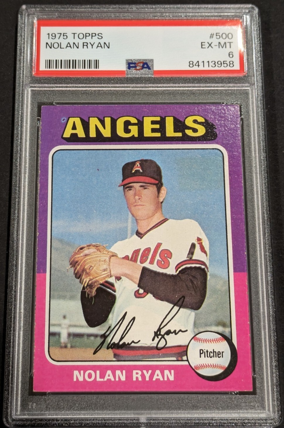 1975 Topps NOLAN RYAN PSA 6 EX-MT Original #500 California Angels ~3958