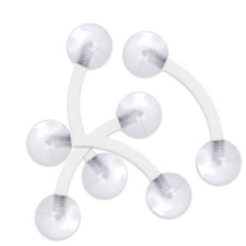 Pair 16G 3/8" Clear Flexible Eyebrow Ear Tragus Helix Conch Daith Retainer Ring