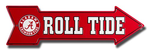 ALABAMA CRIMSON TIDE ROLL TIDE EMBOSSED METAL ARROW SIGN MAN CAVE SPORTSROOM - 第 1/1 張圖片