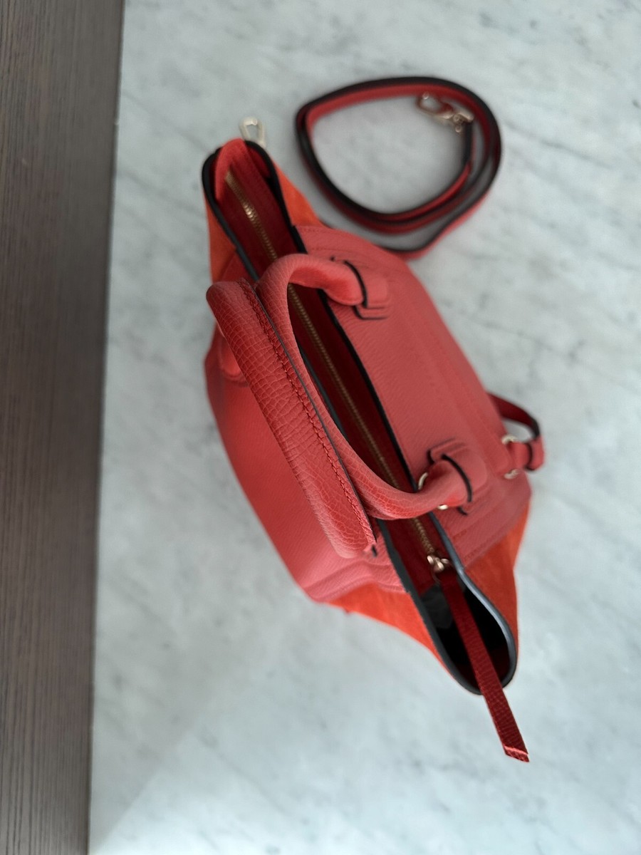 Longchamp Mailbox Leather and Suede Top handle bag, Red